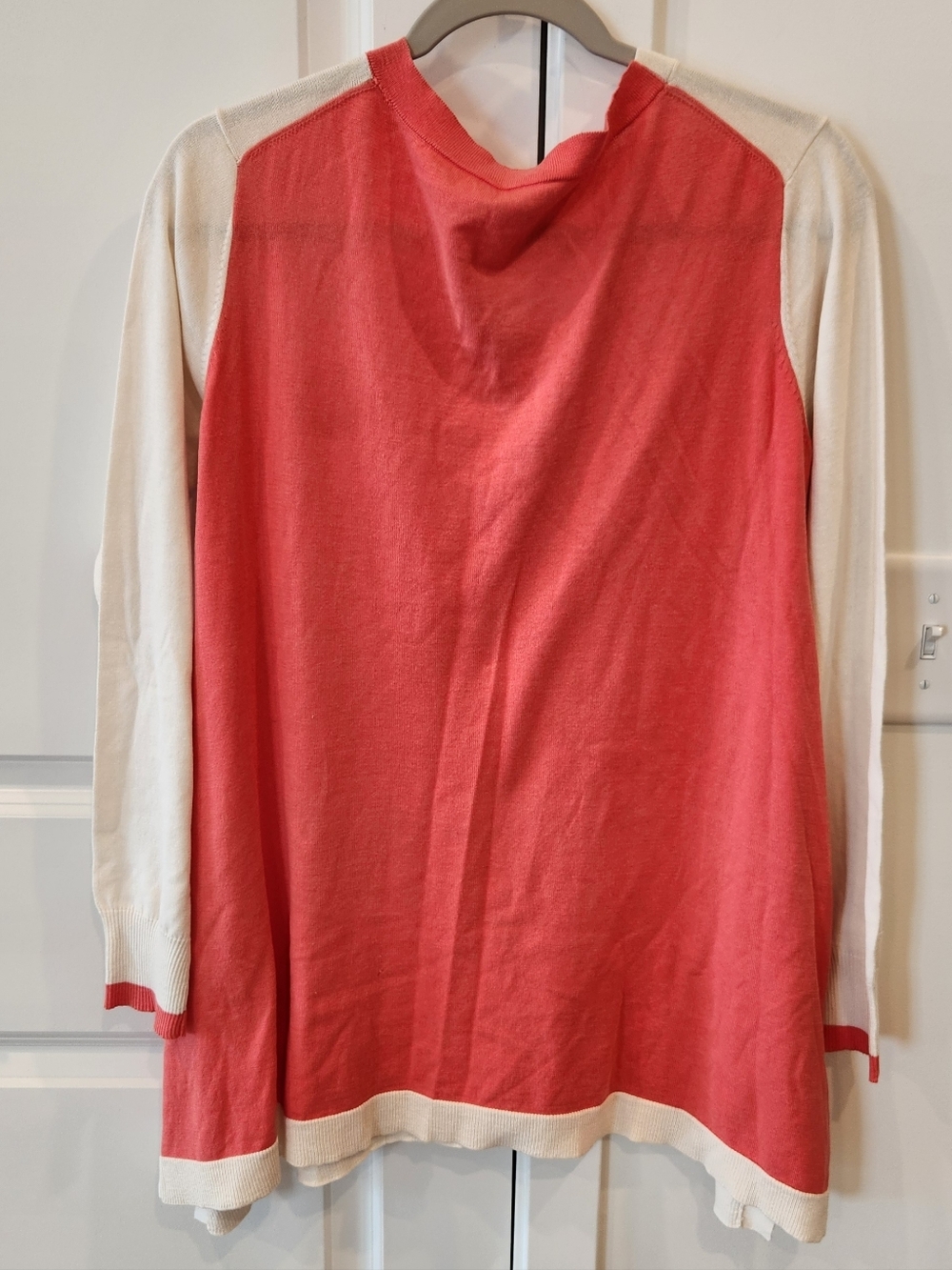 Lisa Todd Cream Sweater with Coral V-Neck Layer - Picture 4 of 4